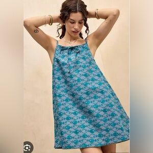 BDG Urban Outfitters Eva Tie Front Print Trapeze Mini Dress NWT Fish Print